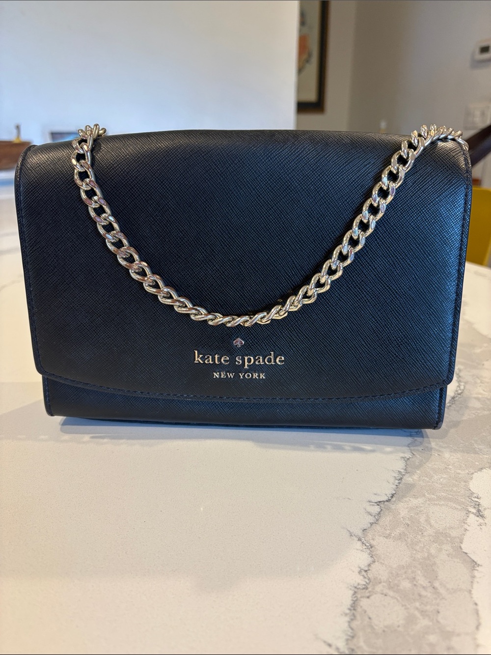 Kate Spade Black Leather Chain Crossbody Bag